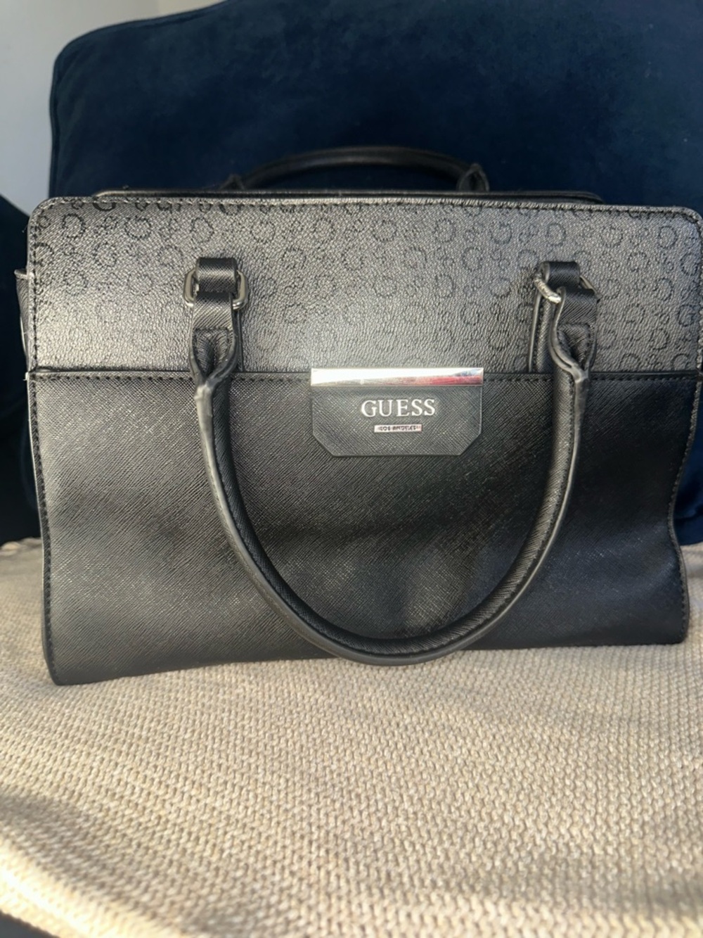 GUESS Textured Black Satchel